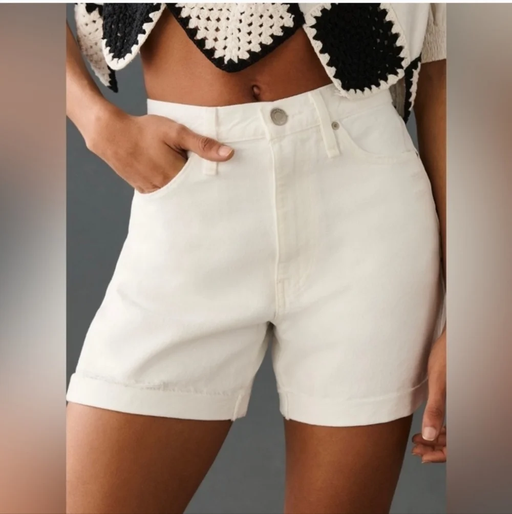 Hudson Devon Women's White Distressed Denim Shorts Size 31 Beach